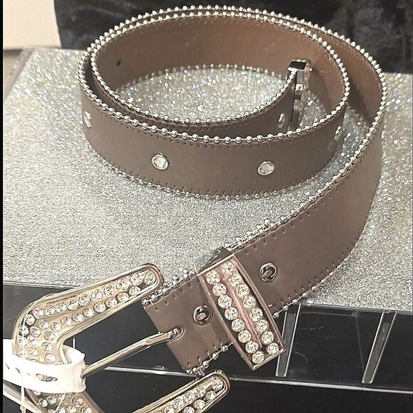 True Religion Rhinestone Embellished Big Buckle Belt